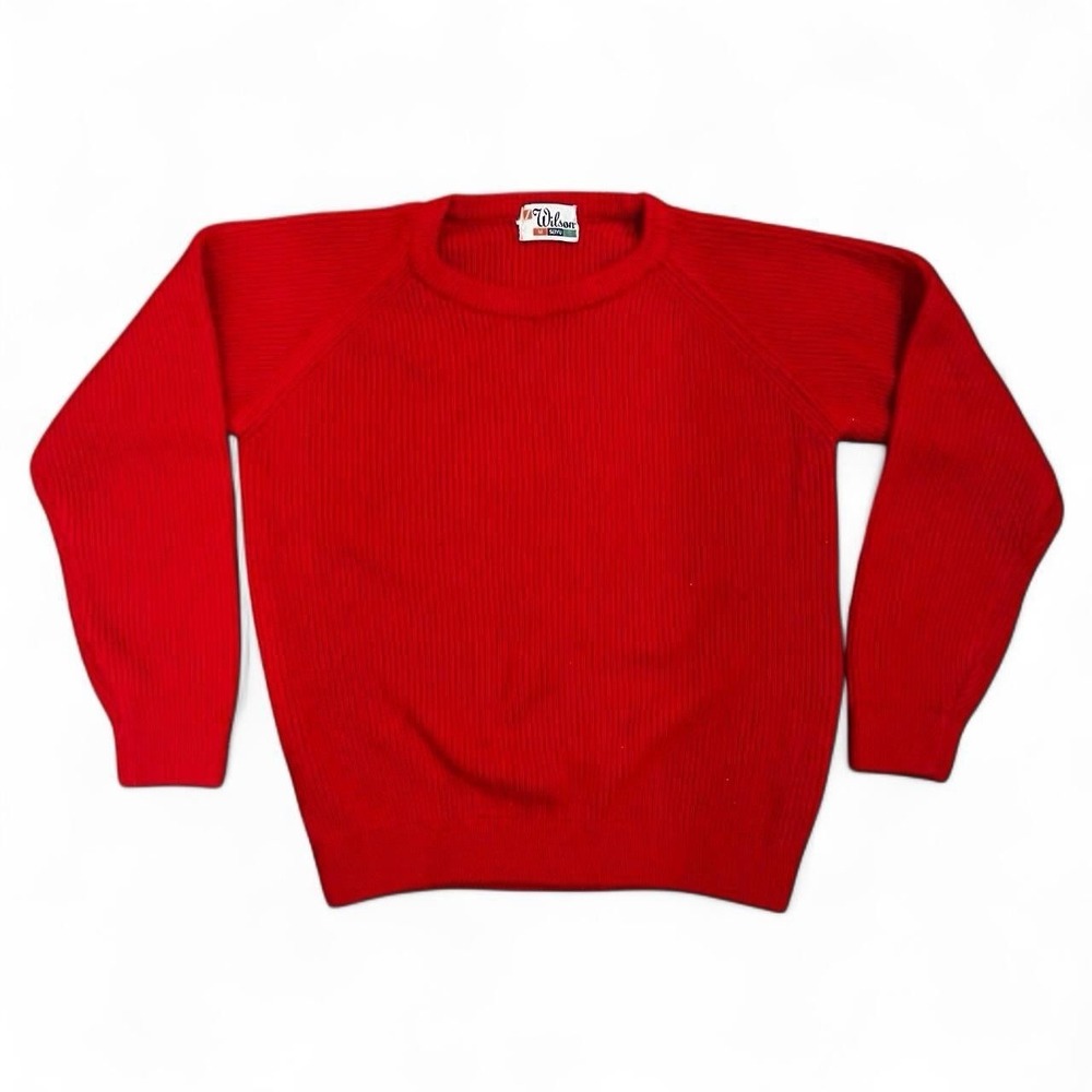 Vintage Wilson Red Knit Sweater Unisex Size Medium Winter Fall Cozy Skate